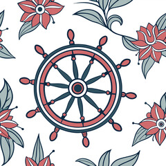 Rickshaw wheel mandala with abstract floral vector illustration scalable eps icon vector