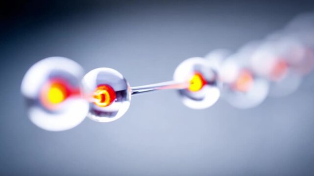 Molecular Chain: A captivating image showcasing a meticulously crafted molecular chain. The chain's clear spheres and fiery core hint at the intricate beauty of the scientific concept.