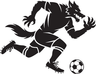 Werewolf Soccer Player Aggressive Running Silhouette