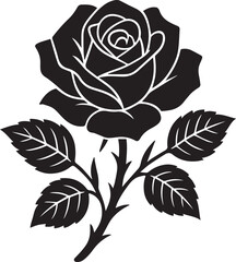 Stencil rose flower silhouette vector design isolated on a white background, rose vector art, rose flower wall decor