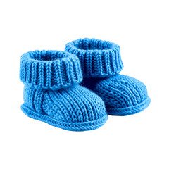 Handmade Wool Baby Shoes, Blue and White Newborn Footwear Gift
