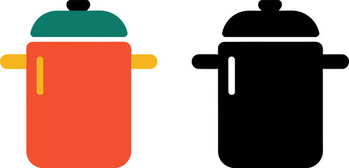 Obraz premium Cooking pot icons set two colors flat design vector illustration 