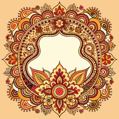 Intricate Floral Design Round Frame Artistic Ornament Decoration intricate floral