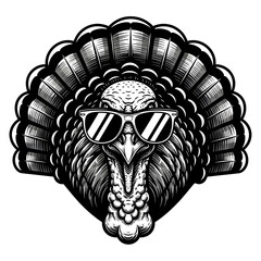 Cool Turkey Wearing Sunglasses - Vector Illustration