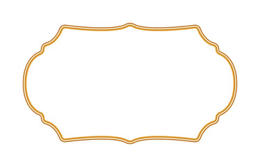 Shiny golden 3d frame. Ornamental luxury border in oriental style. Indian decorative element. Realistic object mockup for photo frame. Vector illustration for certificate, stamp, vignette