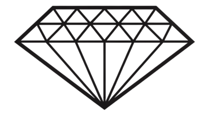 A graphic illustration of a diamond shape with internal geometric lines on a black background plain design