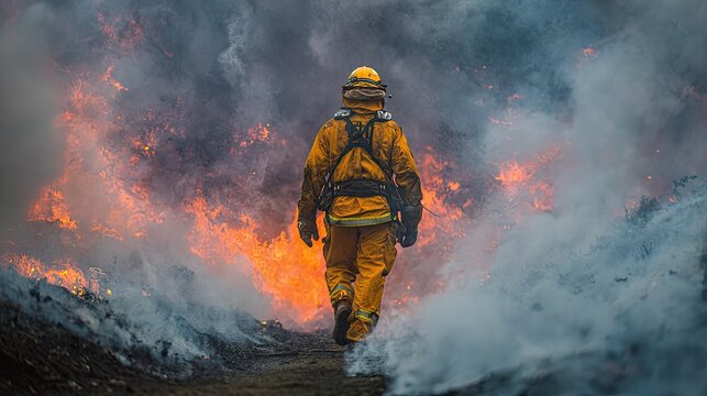 Firefighter confronts raging blaze