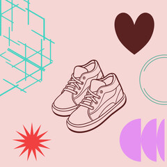 Pair of pink baby sneakers with white laces, isolated on a white background