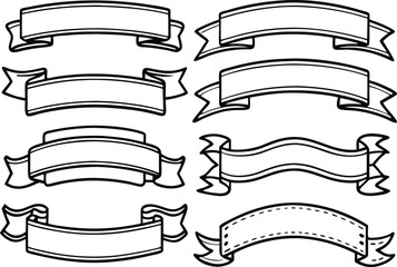 Vintage ribbon and banner vector set with decorative scrolls and frames collection