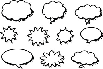 Set of comic speech bubbles icons vector illustration cartoon communication symbols