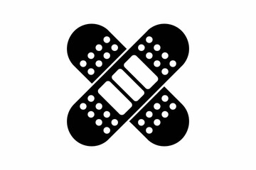 Two crossed bandages symbolizing care and healing on a white background.