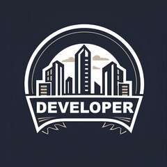 Modern real estate developer logo, abstract city skyline with tall skyscrapers, minimalist clean design, urban construction branding, professional and elegant vector emblem