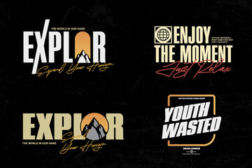 Set of Various Graphic tee design typography quotes