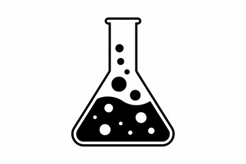 Bubbling liquid in a laboratory flask, representing scientific research and experimentation.