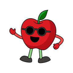 Groovy Apple Character Design  Vector Art Illustration 