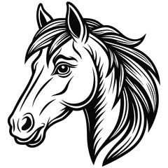 Vector art of elegant horse head with flowing mane