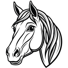 Vector art of elegant horse head in black and white