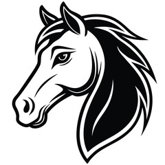 Vector art of elegant black and white horse head illustration