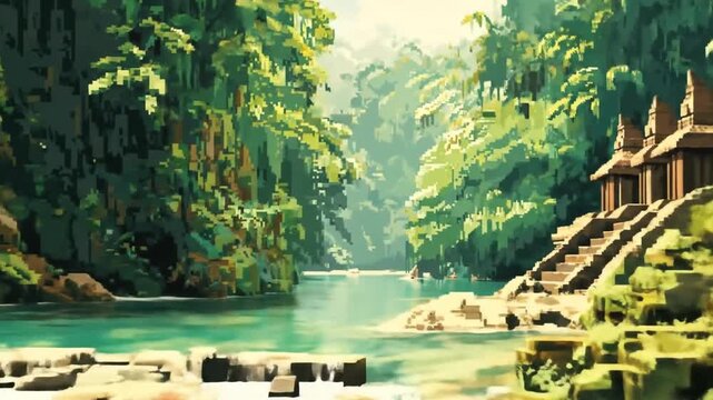 Tropical forest river scene