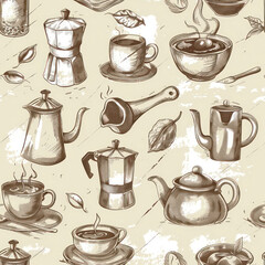 Seamless Coffee Pattern. Minimalist Coffee Pattern for Packaging and Branding