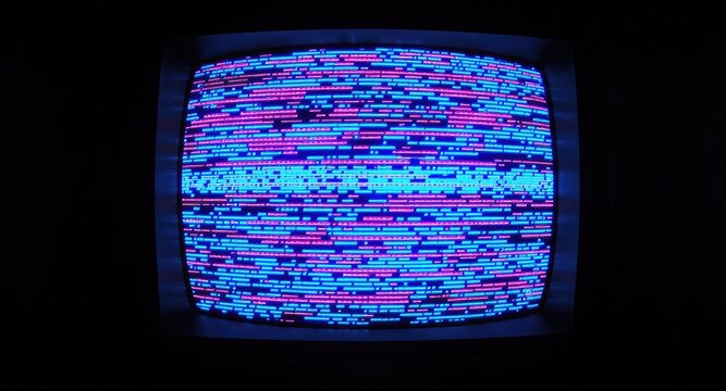 Glitching Retro Television Screen.