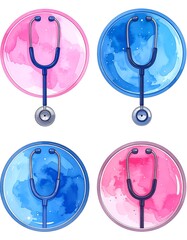 Four colorful stethoscope icons