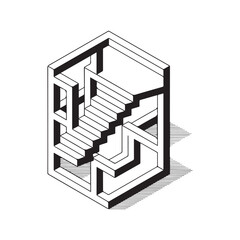 Vector art of isometric impossible staircase, a mindbending optical illusion of endless steps and geometric paradox