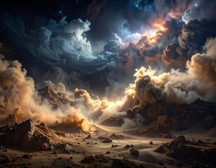 Cosmic desert landscape