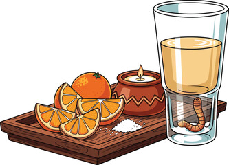 Rustic Mezcal Scene with Festive Props