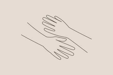 Obraz premium Gentle connection shown through intertwined hand outlines on a soft background, symbolizing support and unity.