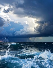 Dramatic seascape with stormy clouds