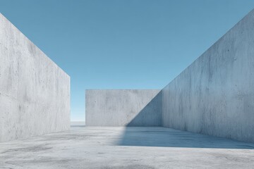 Concrete architectural space under a clear sky