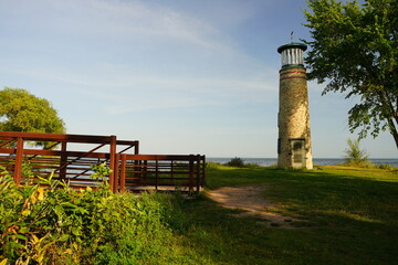 Asylum Point Lighthouse in Oshkosh, Wisconsin, during the Autumn season.