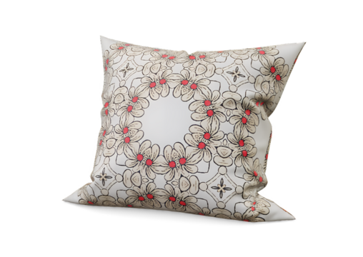 Soft cotton pillow isolated on white background for home bedroom decor