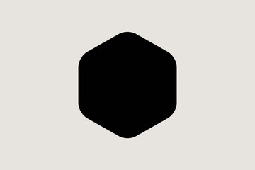 Minimalist black hexagon shape on a neutral textured background