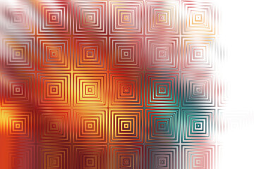 Geometric pattern of concentric squares in fiery orange yellow and teal gradient abstract
