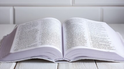 Open Bible Resting on a Minimalistic Surface With a Blank Background Highlighting Its Pages