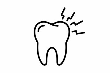 Illustration of a tooth experiencing pain with radiating signals of discomfort.