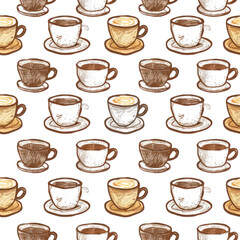 Seamless Coffee Pattern. Minimalist Coffee Pattern for Packaging and Branding