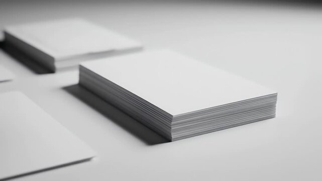 Stack Of Clean White Business Cards On Light Background High Angle Studio Shot