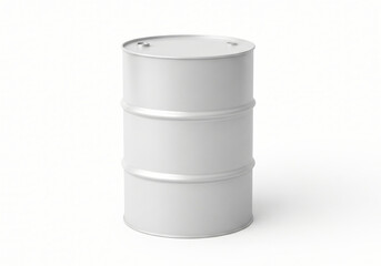 white round metal barrel isolated on white background. Oil production industry. 3d-rendering 