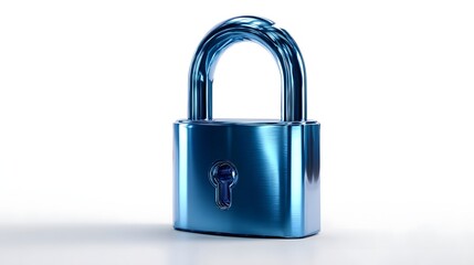 Shiny silver padlock isolated on white background