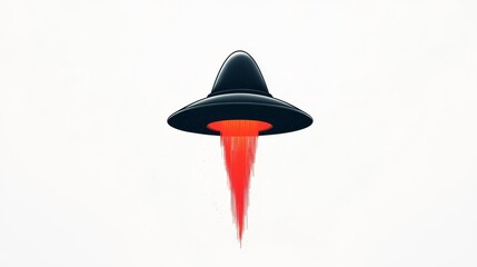A futuristic depiction of a UFO soaring through the sky, featuring a sleek design and vibrant colors.