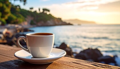 Coastal coffee at sunrise