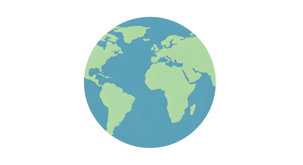 Earth Globe Icon in Green and Blue Flat Design