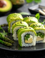 Fresh avocado sushi rolls