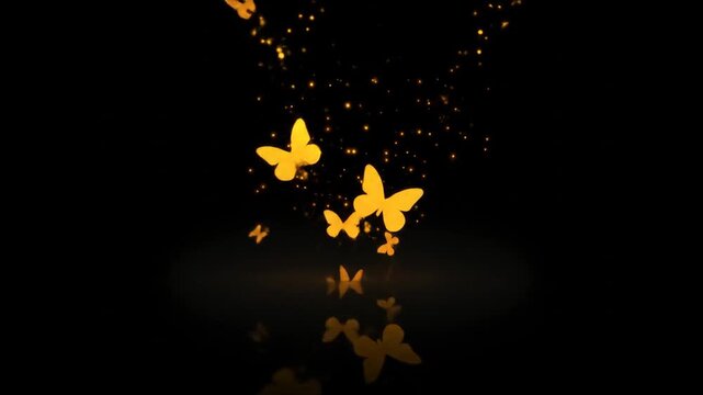 Golden butterflies in flight