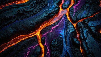Obraz premium Fantasy Magma Flow Macro with Radiant Purple and Indigo Highlights Background