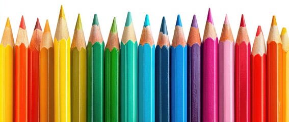 Row of colorful pencils