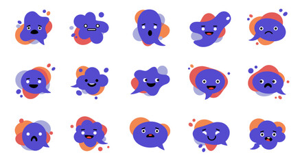 Obraz premium Collection of Cartoon Speech Bubbles with Various Facial Expressions.